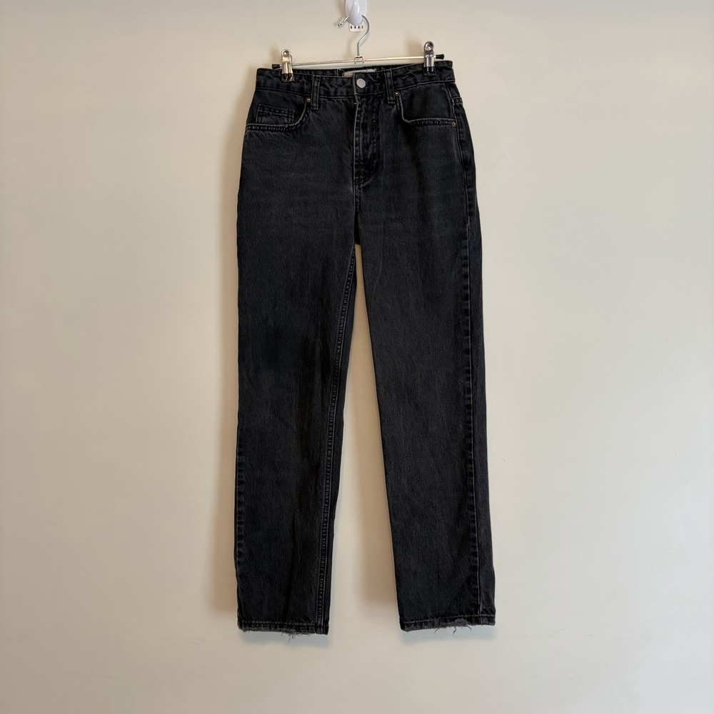 We The‎ Free Jeans 25 Black Washed Faded High Rise Mom Relaxed Denim Casual